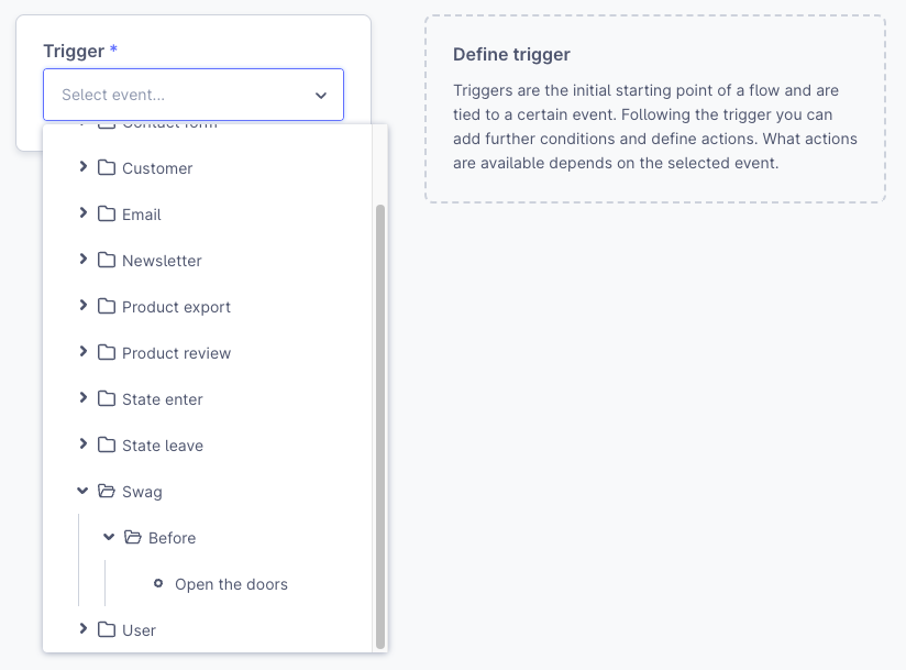 Custom flow trigger in Administration